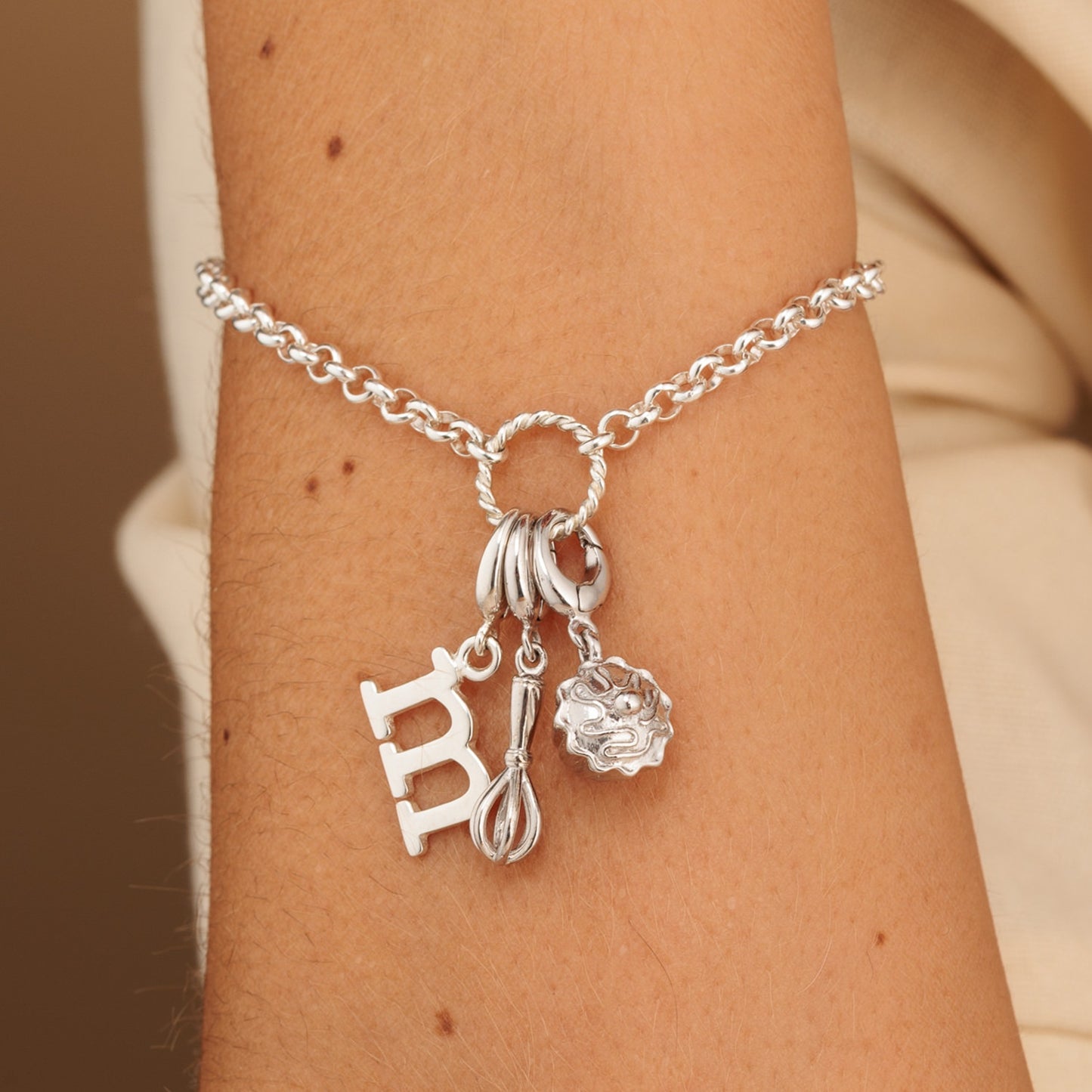 Silver Eternity Twist Charm Bracelet