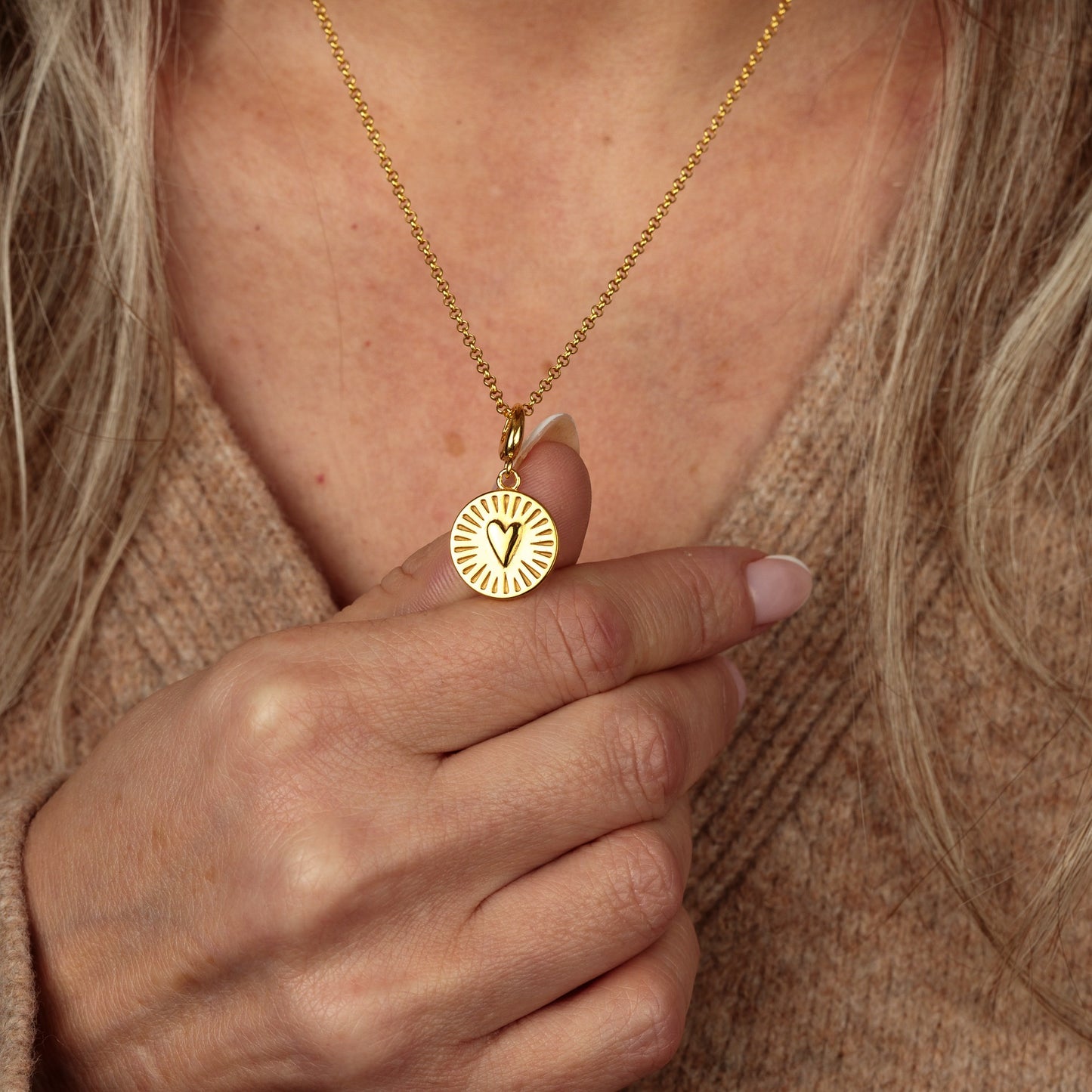 Engravable Gold Plated You Have My Heart Disc Charm