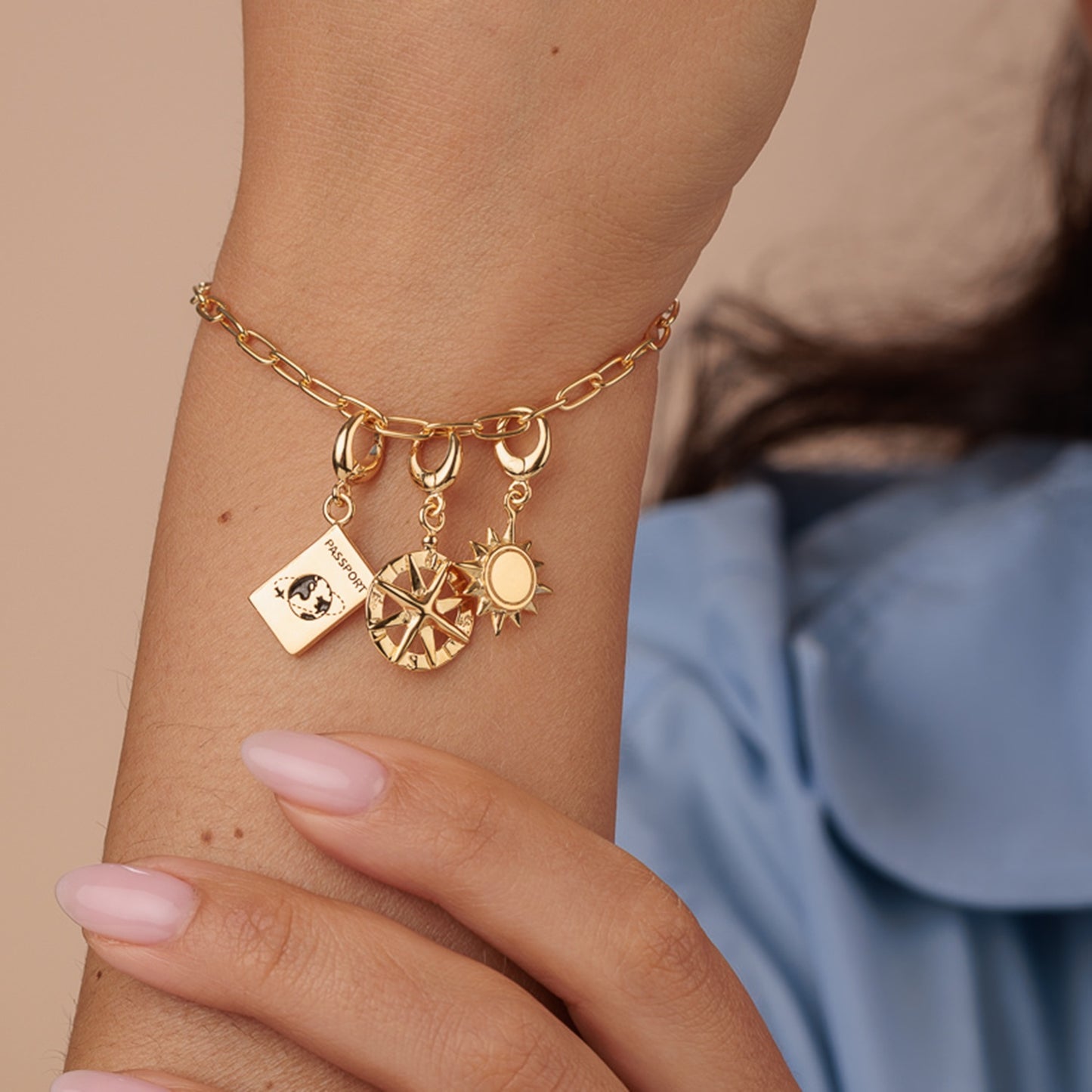 Gold Plated Compass Charm