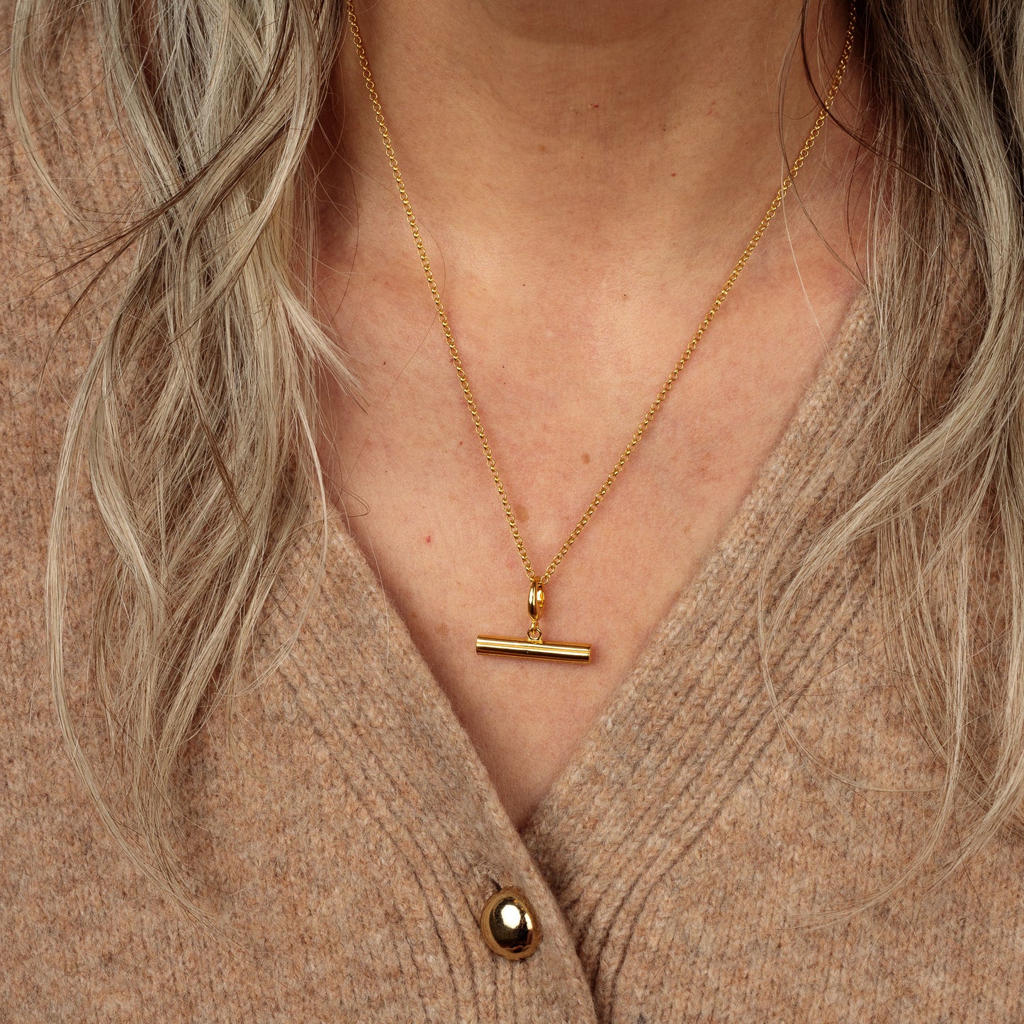 Engravable Gold Plated T Bar Charm