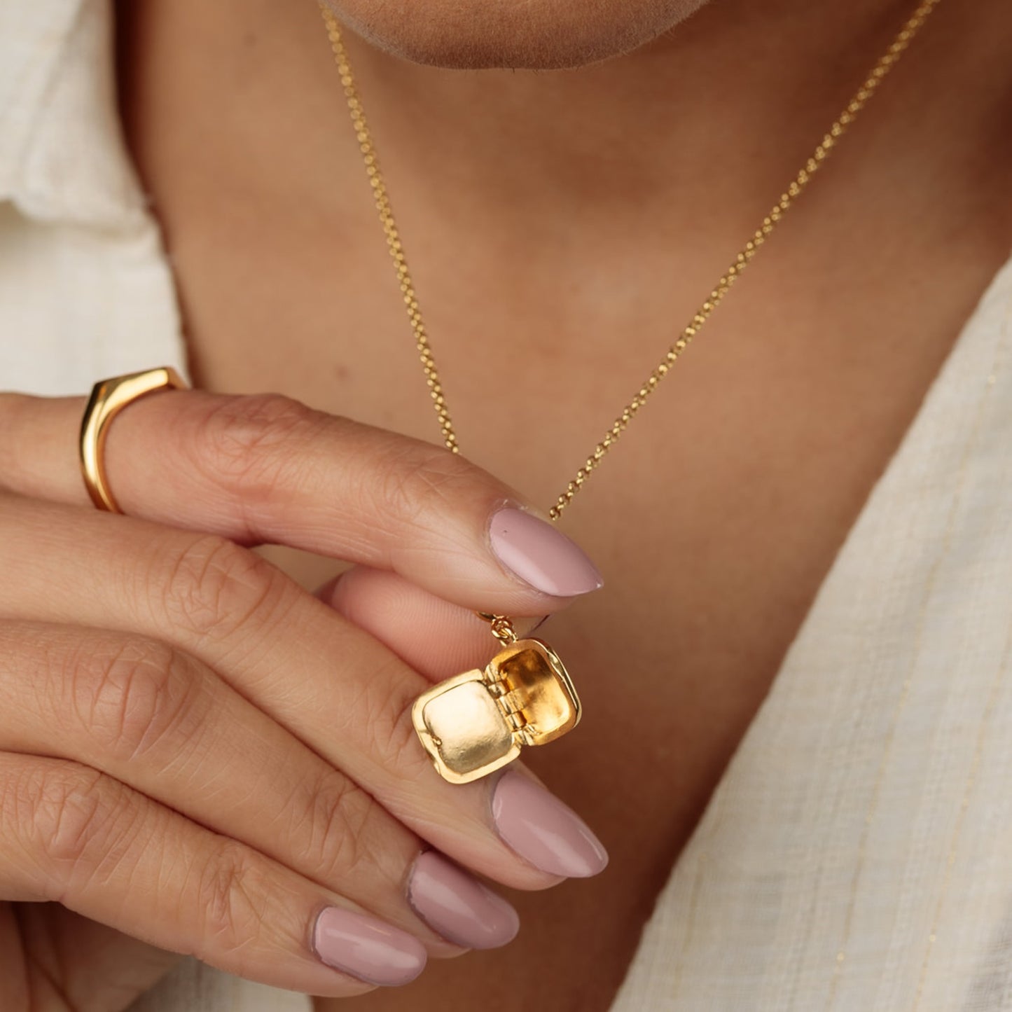 Gold Star Locket Charm with Blue Stone