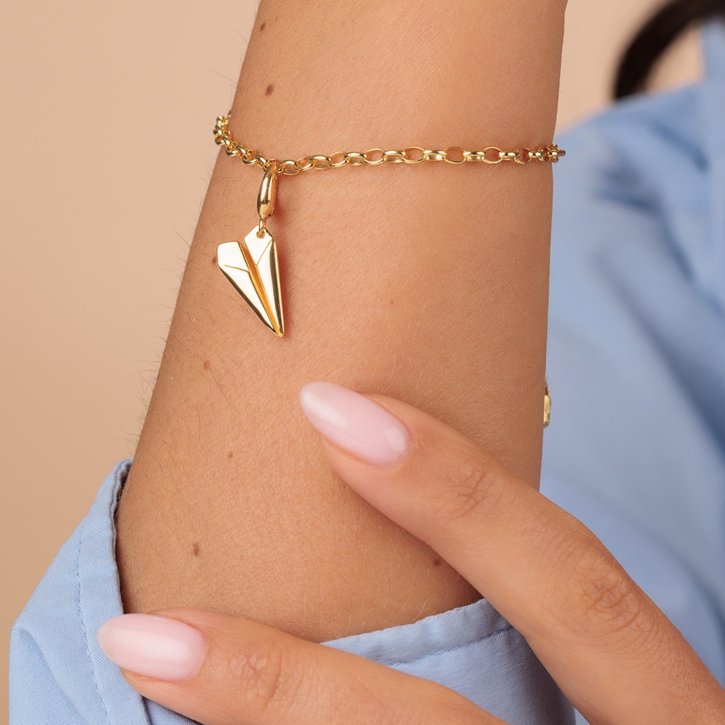 Gold Plated Paper Plane Charm