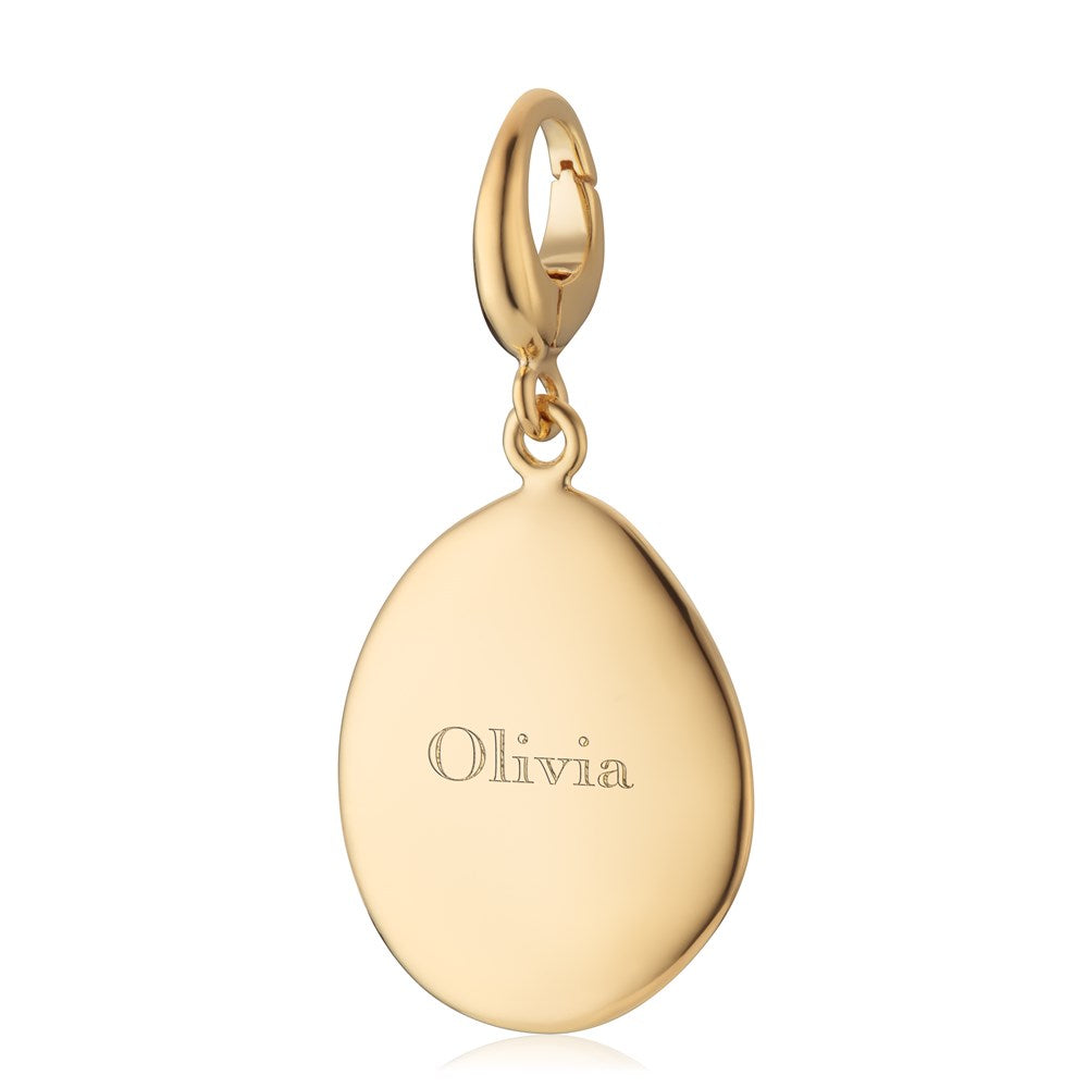 Engravable Gold Plated Pebble Charm - Medium