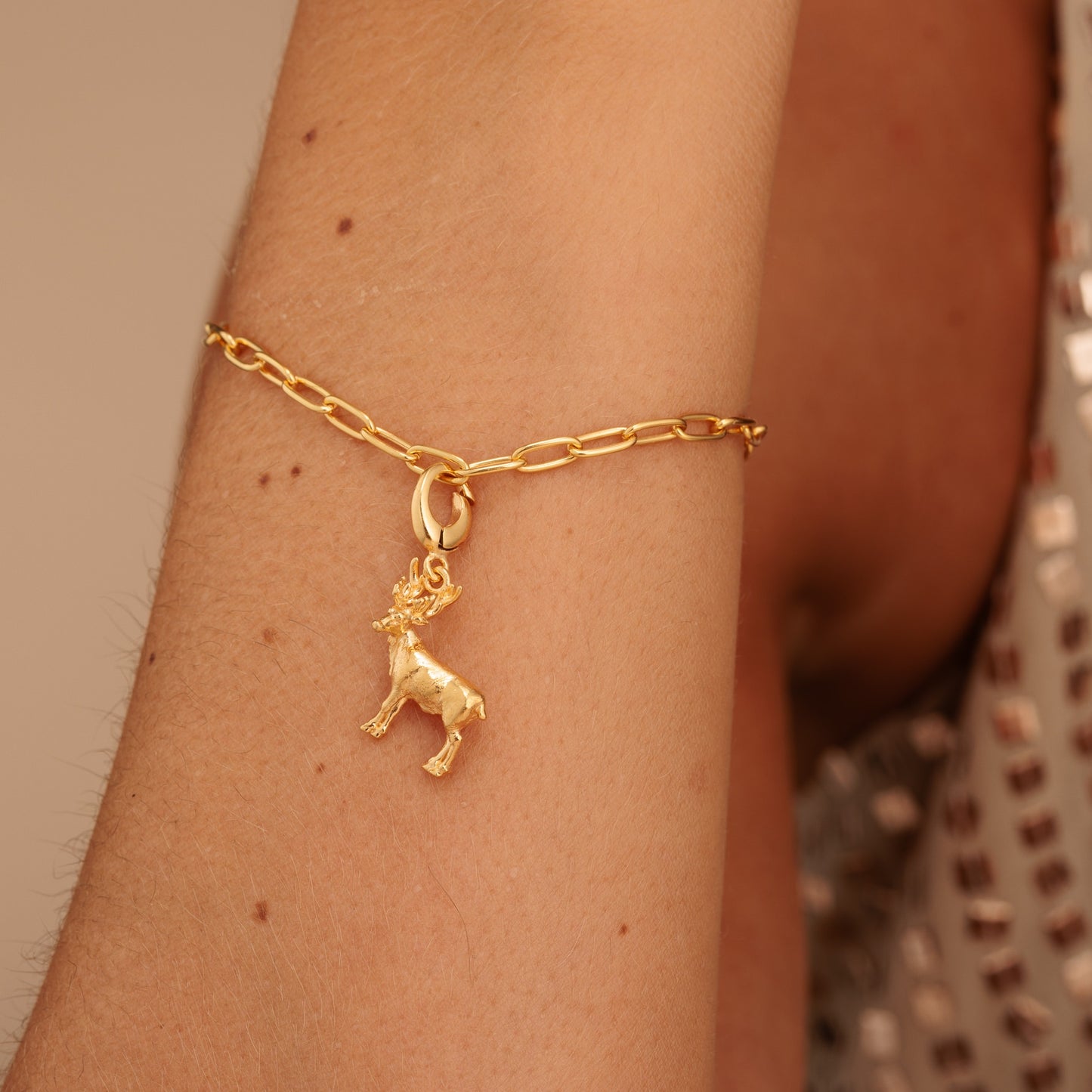 Gold Plated Christmas Reindeer Charm