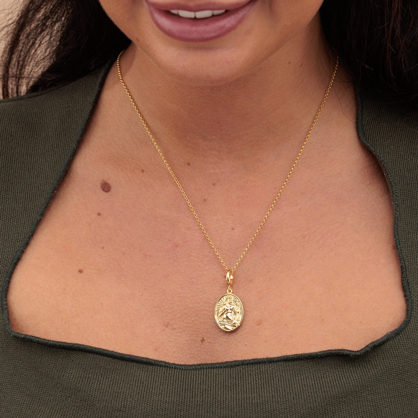 Engravable Gold St Christopher Charm