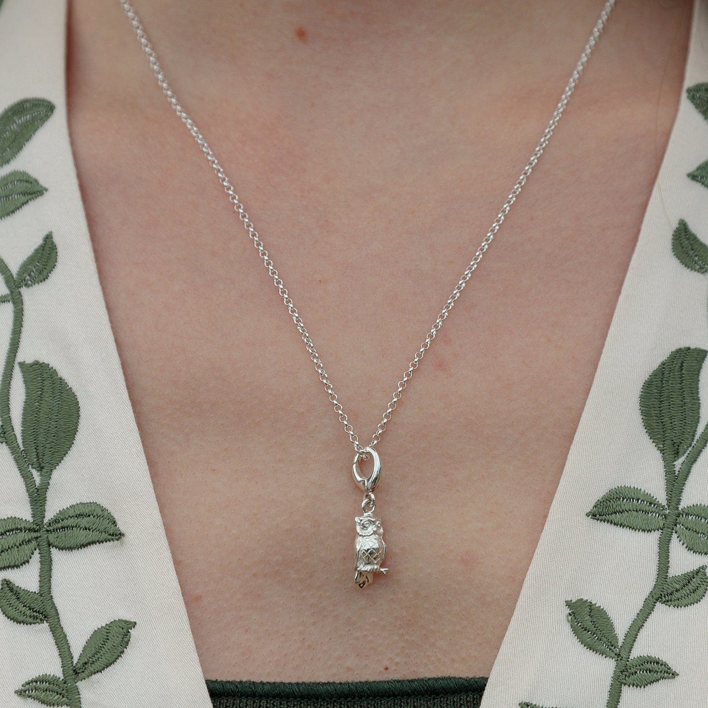 Silver Owl Charm on Necklace | Bird Charms by Lily Charmed