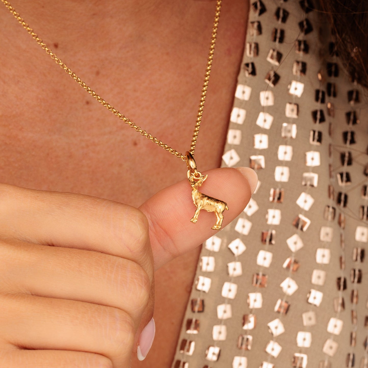 Gold Plated Christmas Reindeer Charm