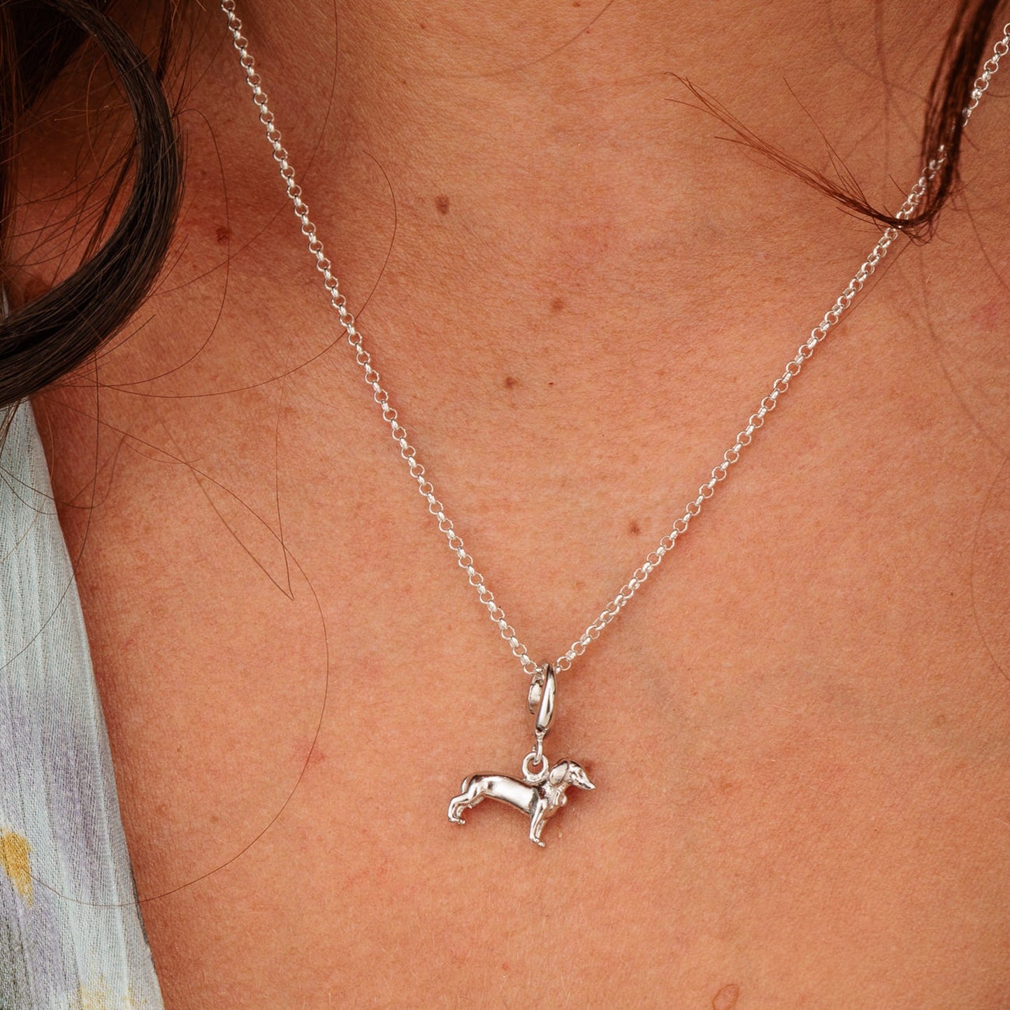 Silver Sausage Dog Charm