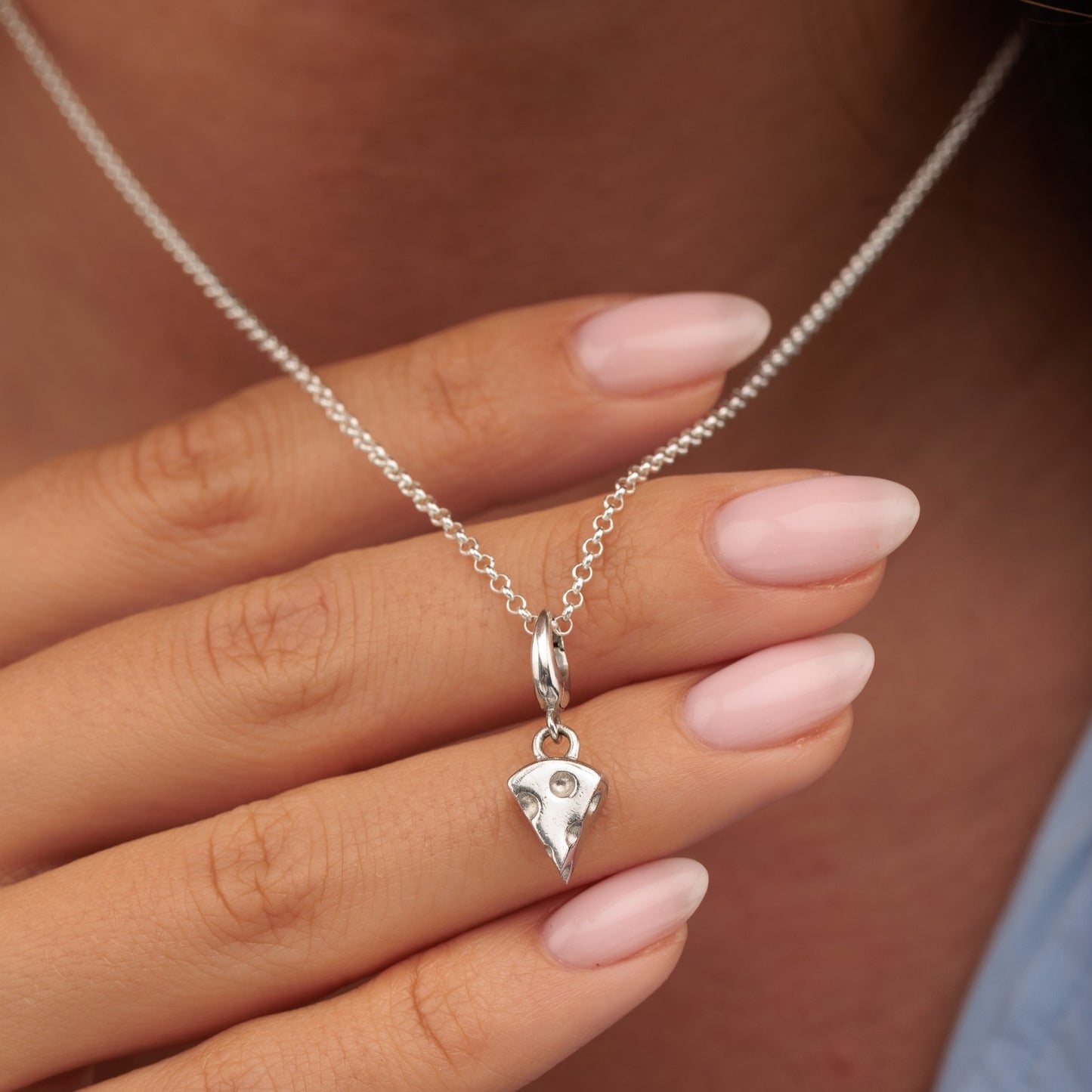 Silver Cheese Slice Charm