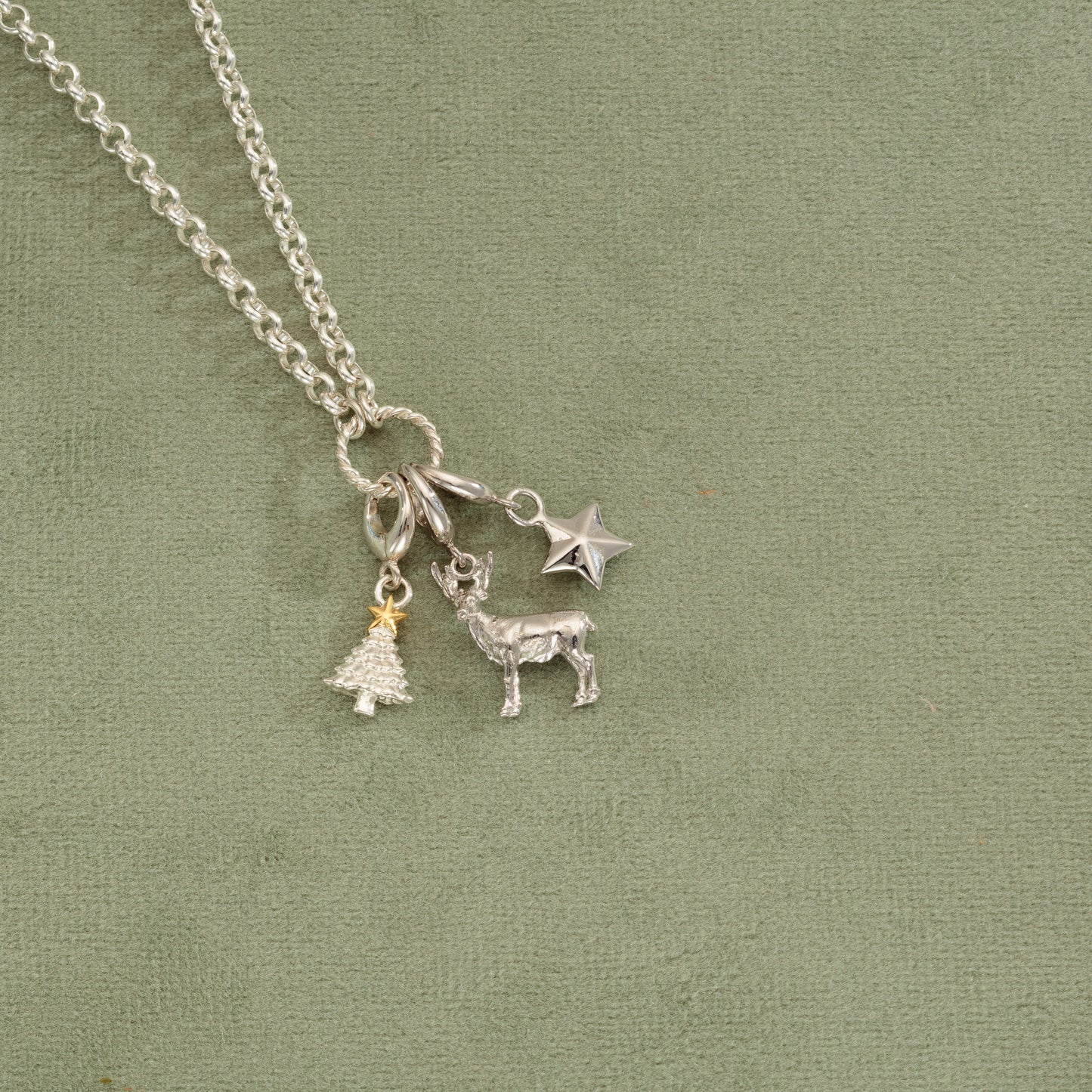 Silver Christmas Reindeer Charm