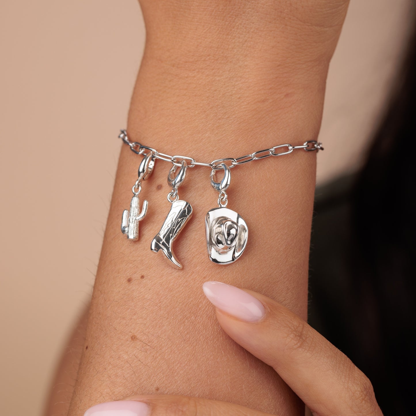 Silver Cowboy Hat Charm