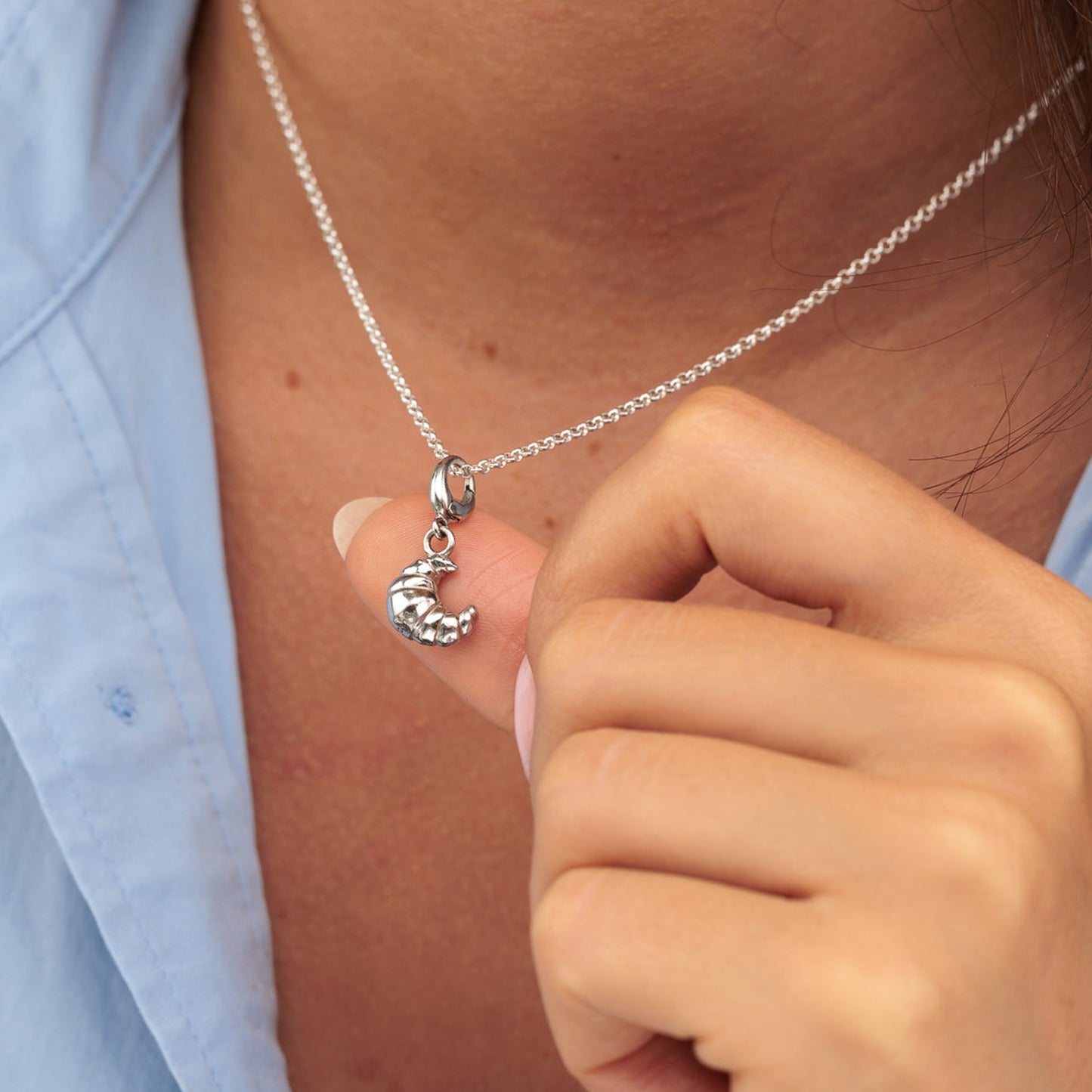 Silver Croissant Charm