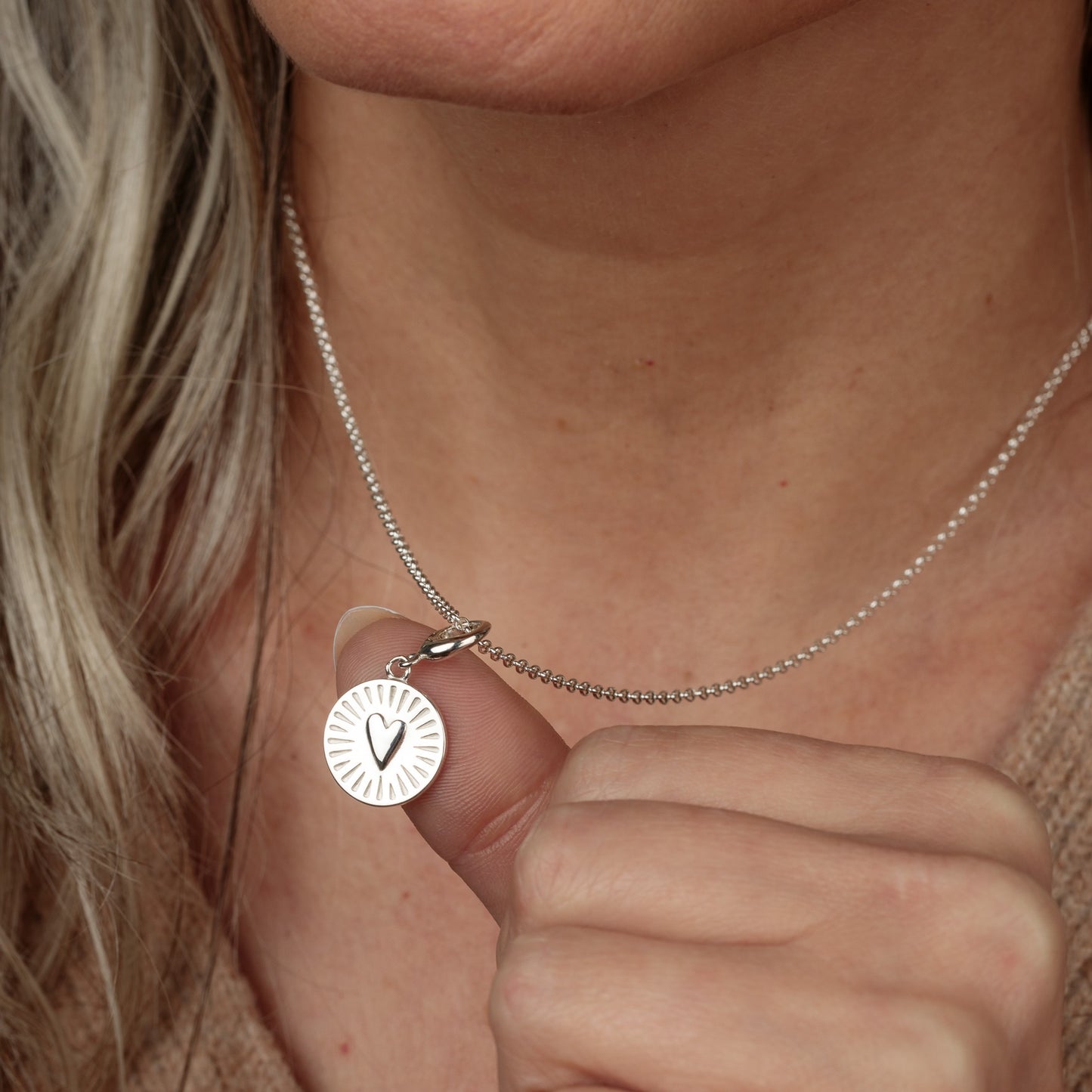 Engravable Silver You Have My Heart Disc Charm