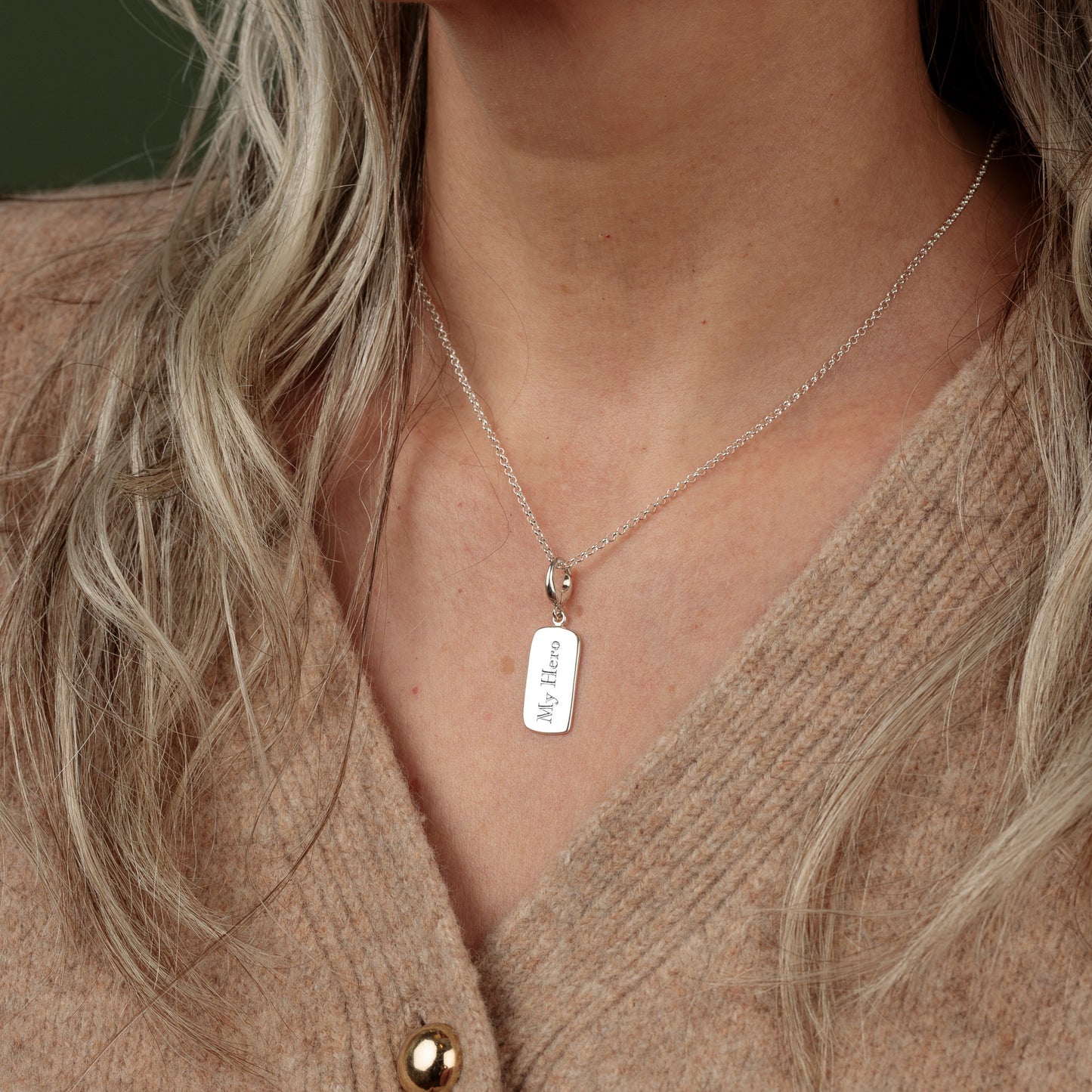 Engravable Silver Rectangle Tag Charm