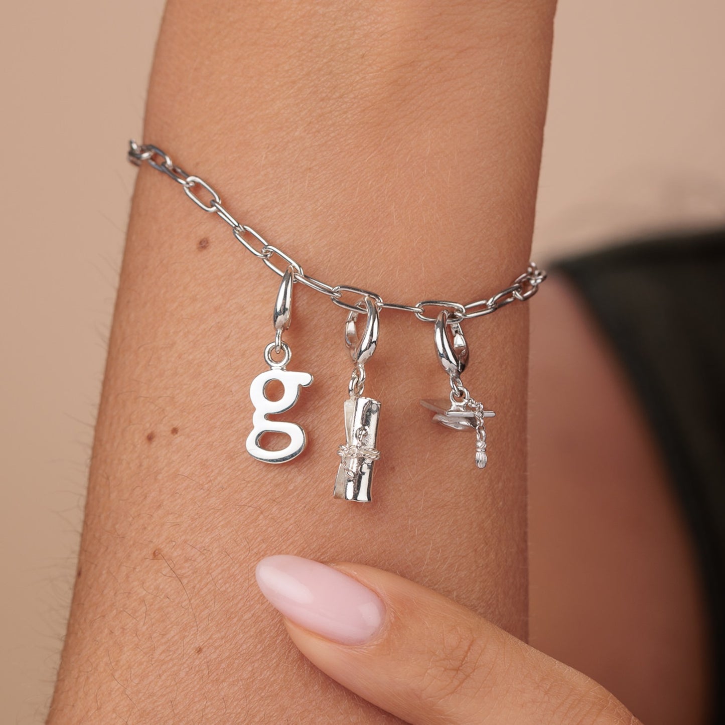 Silver Graduation Hat Charm
