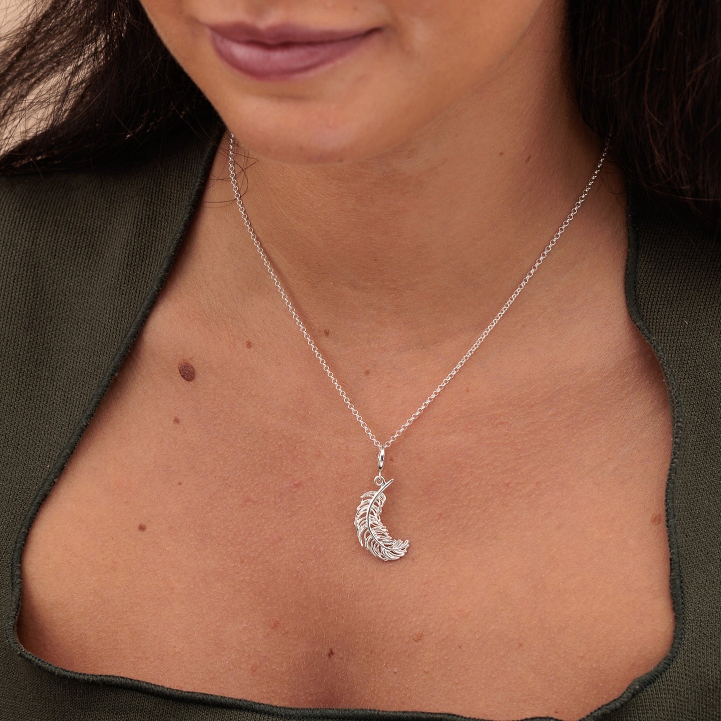Silver Large Feather Charm