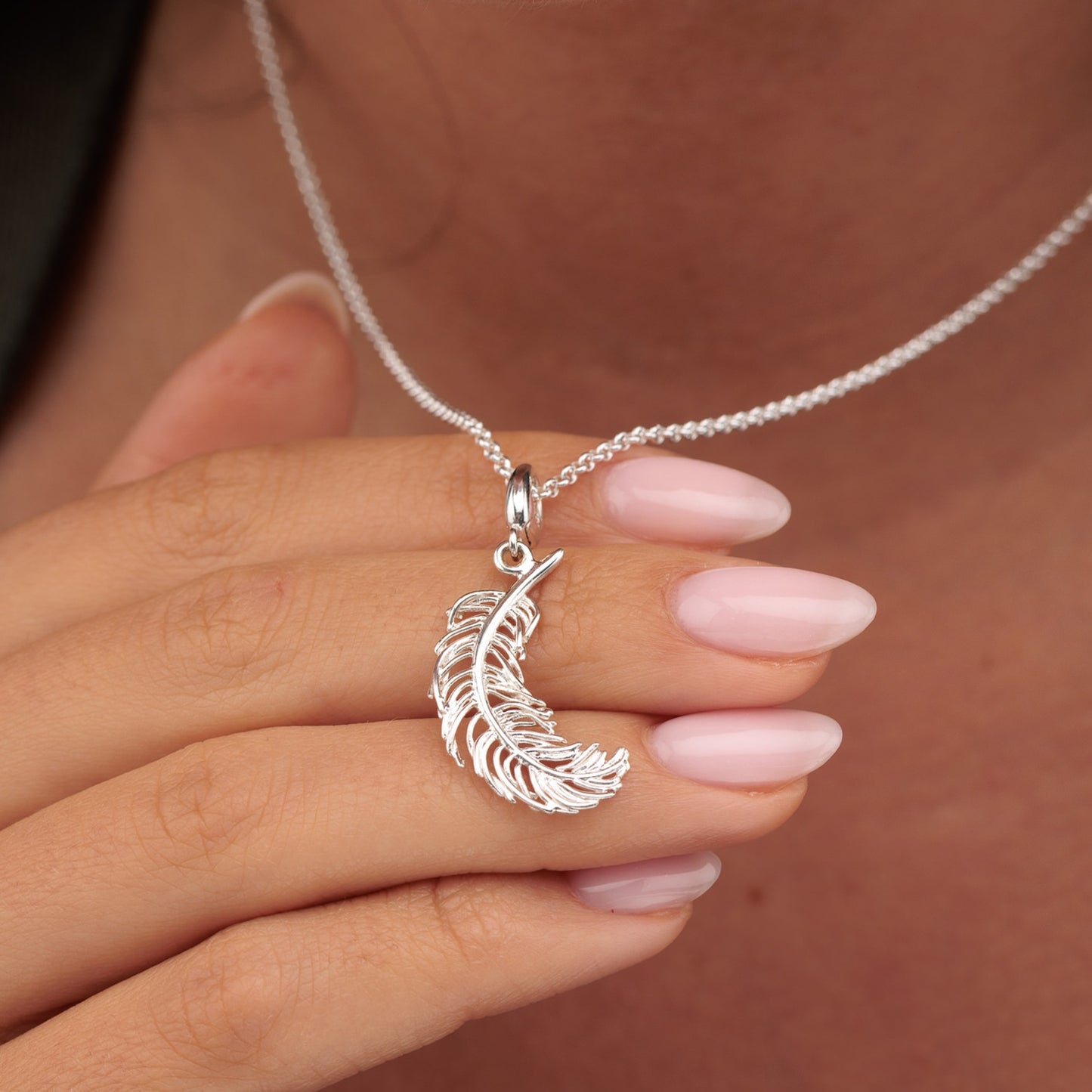 Silver Large Feather Charm