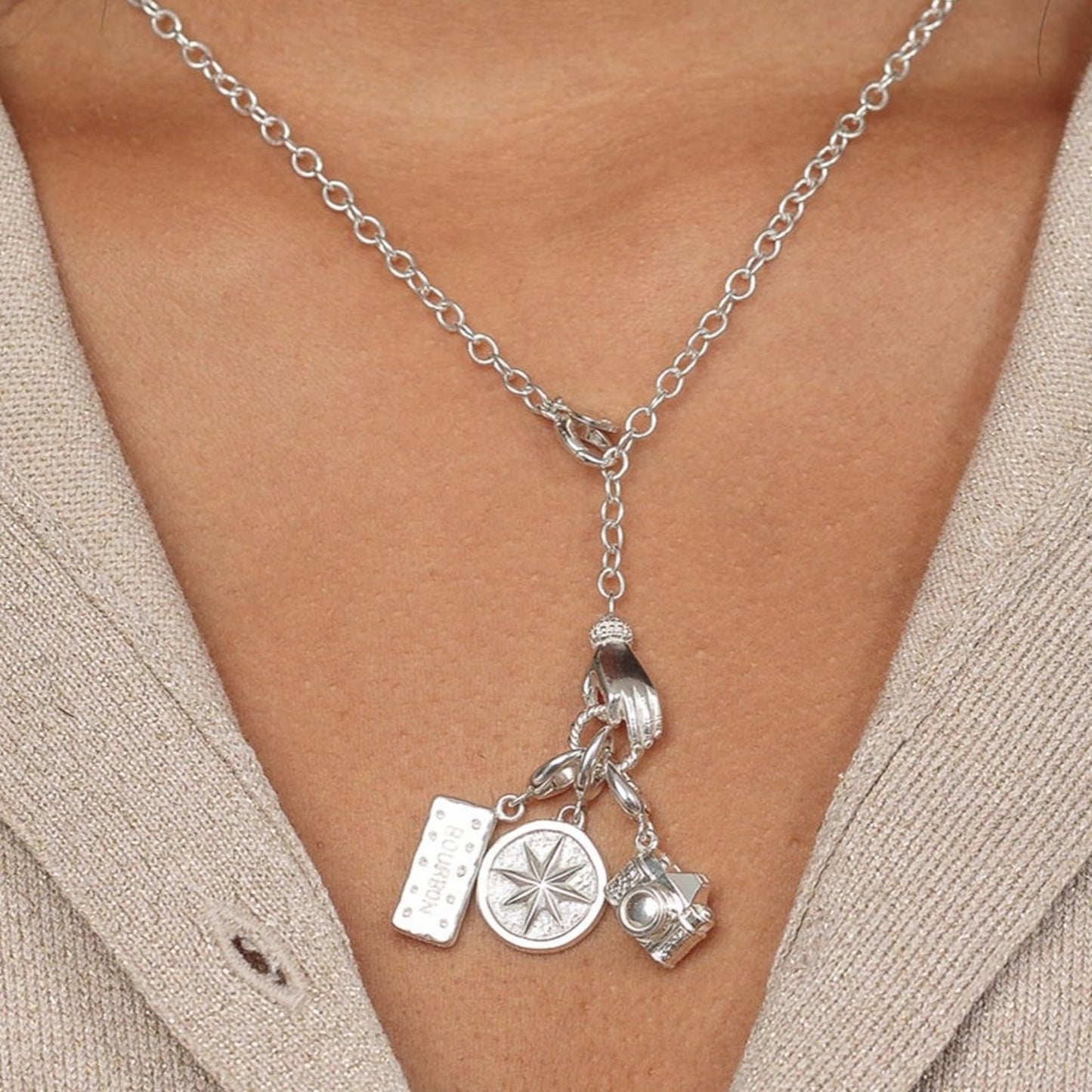 Engravable Silver North Star Disc Charm