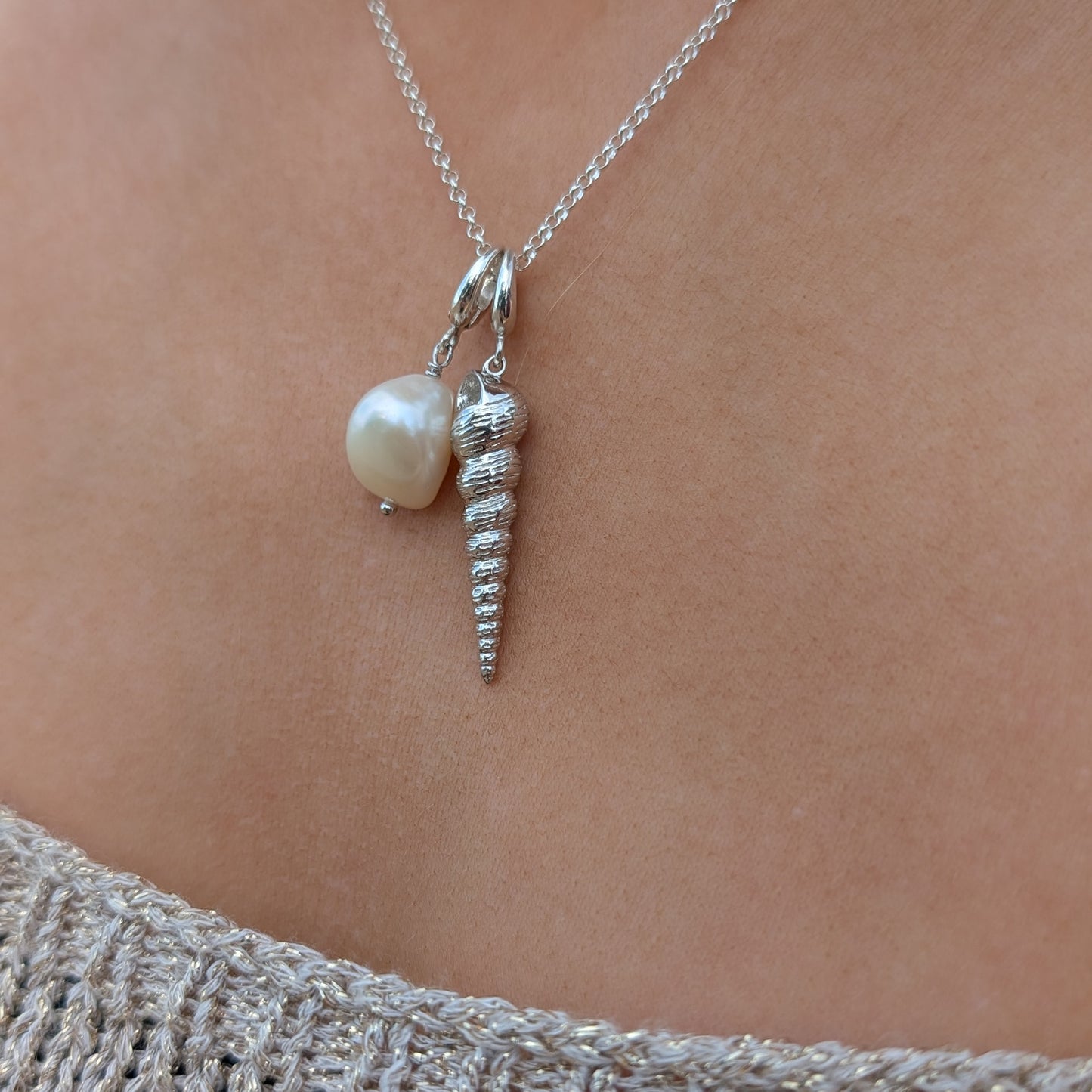 Silver Spire Shell Charm