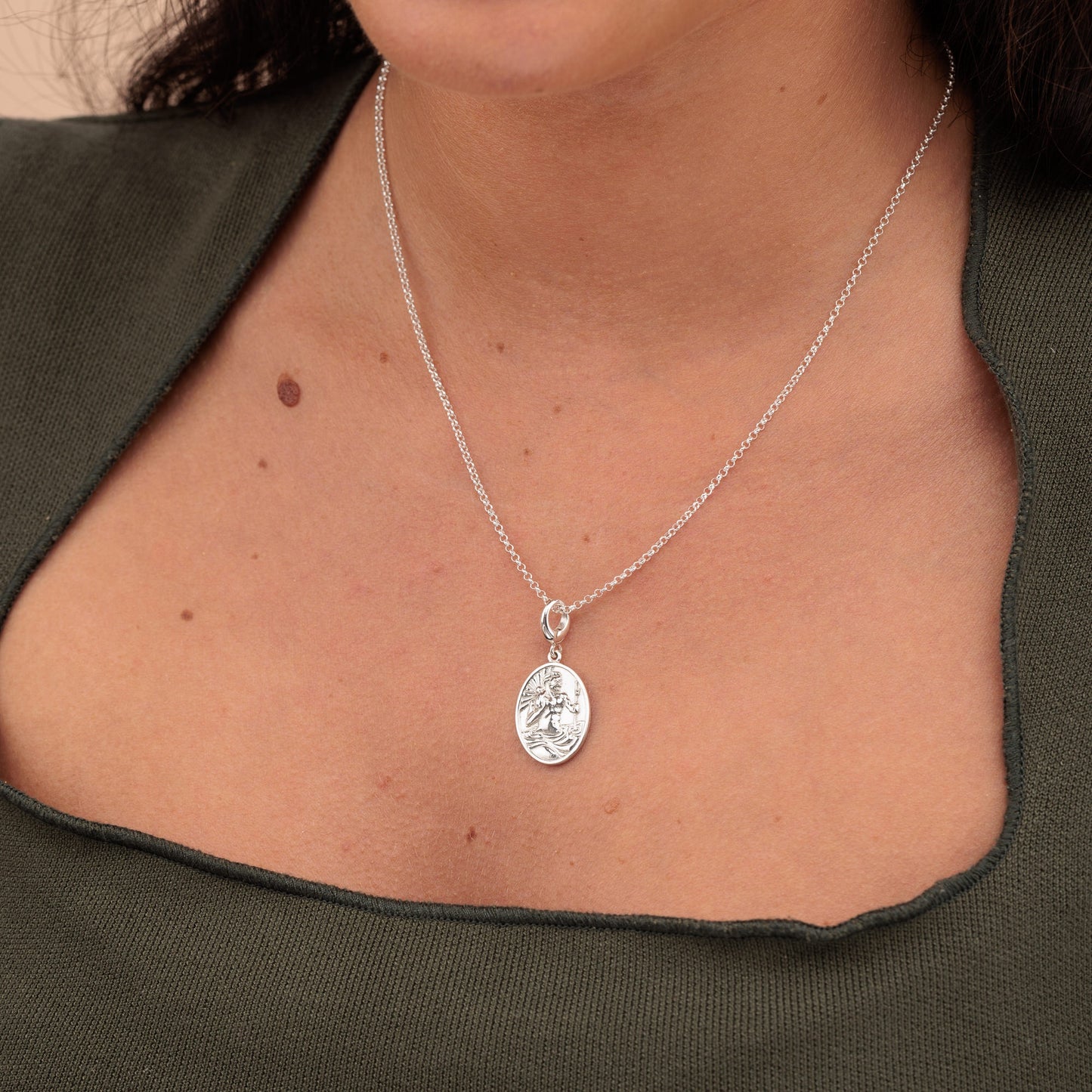 Engravable Silver St Christopher Charm
