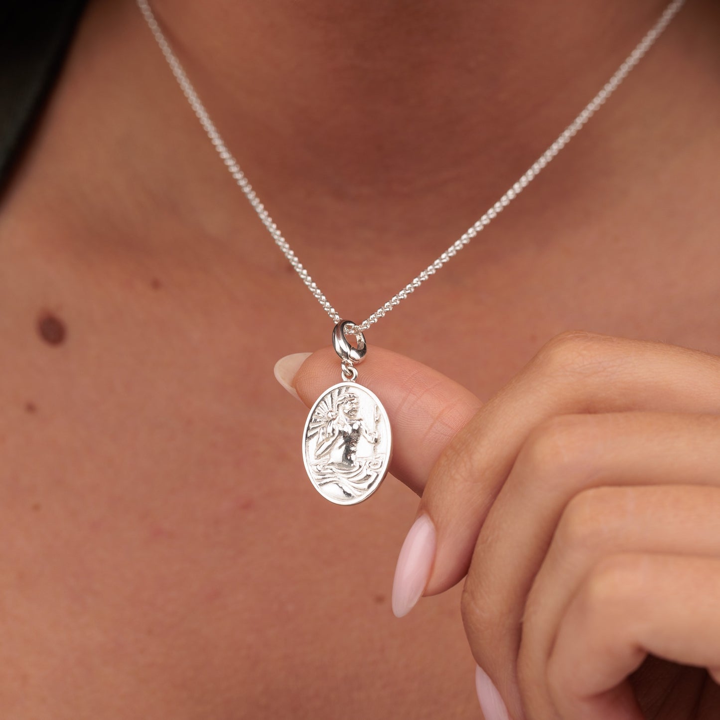 Engravable Silver St Christopher Charm