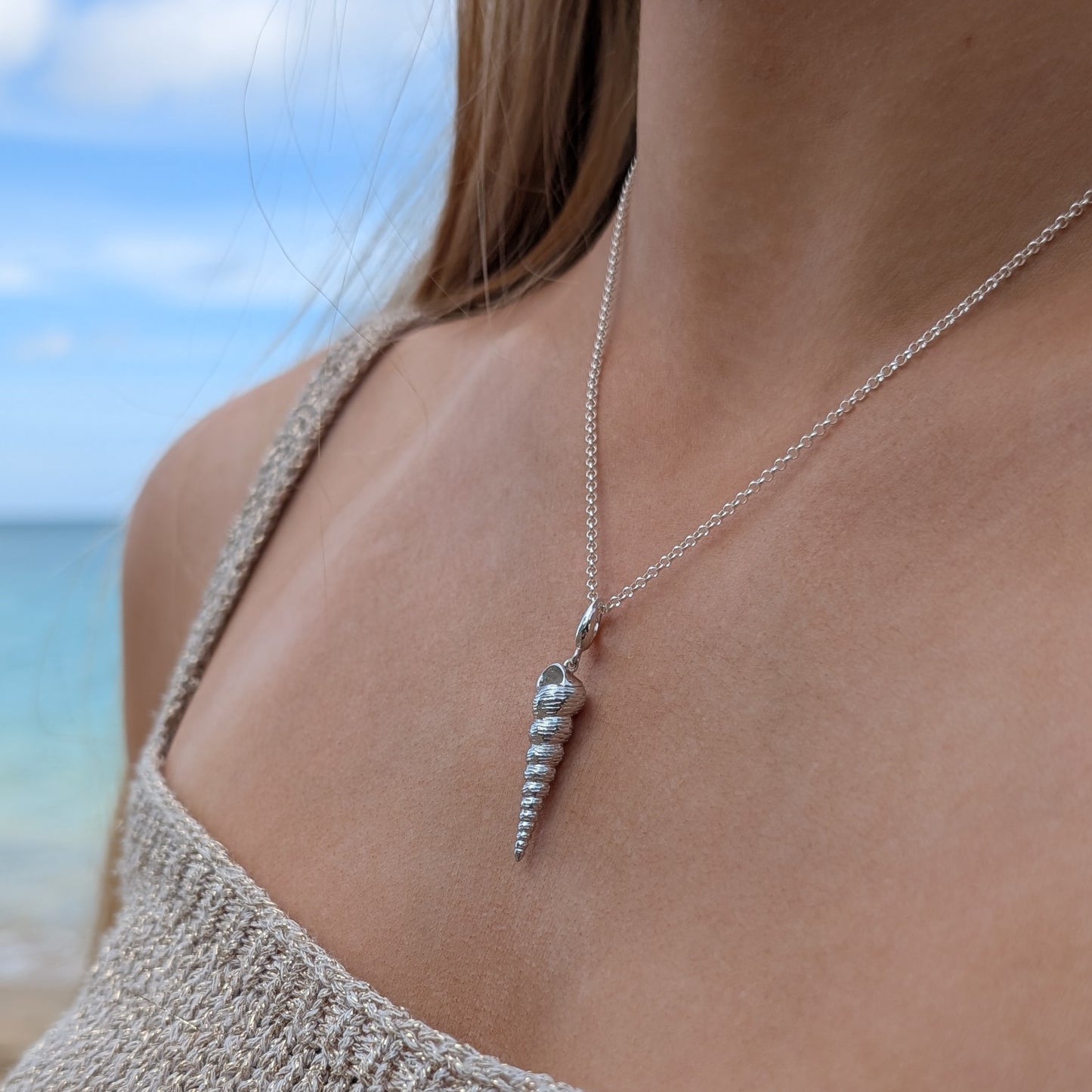 Silver Spire Shell Charm