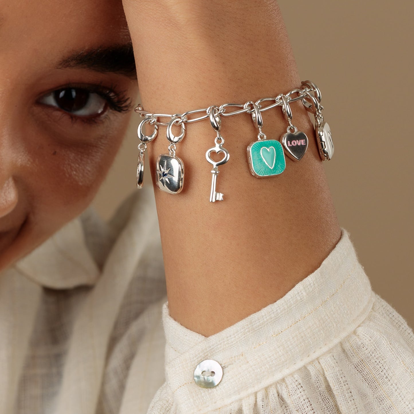 Silver Turquoise Heart Locket Charm