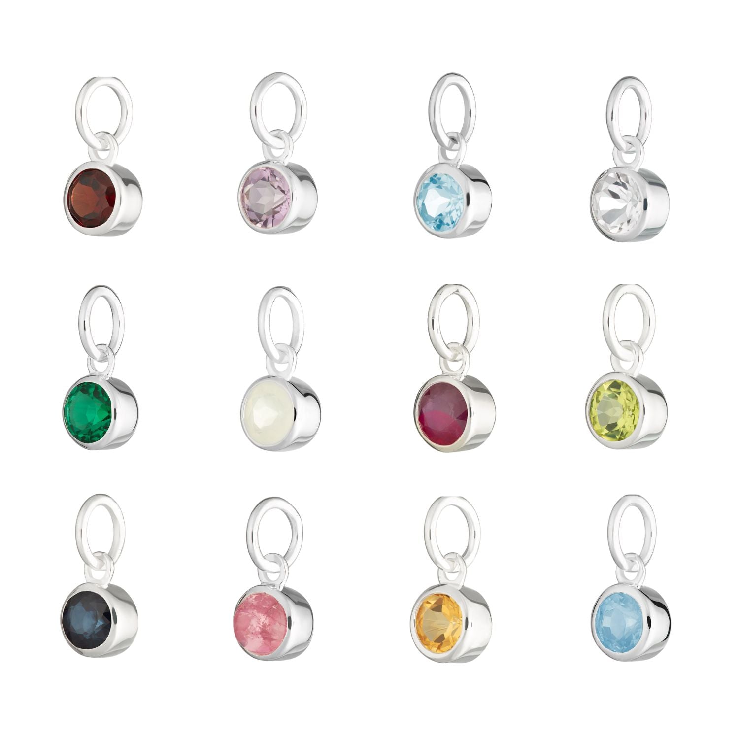 Silver Birthstone Charms | Birth Month Charms for Bracelet or Necklace | Lily Charmed