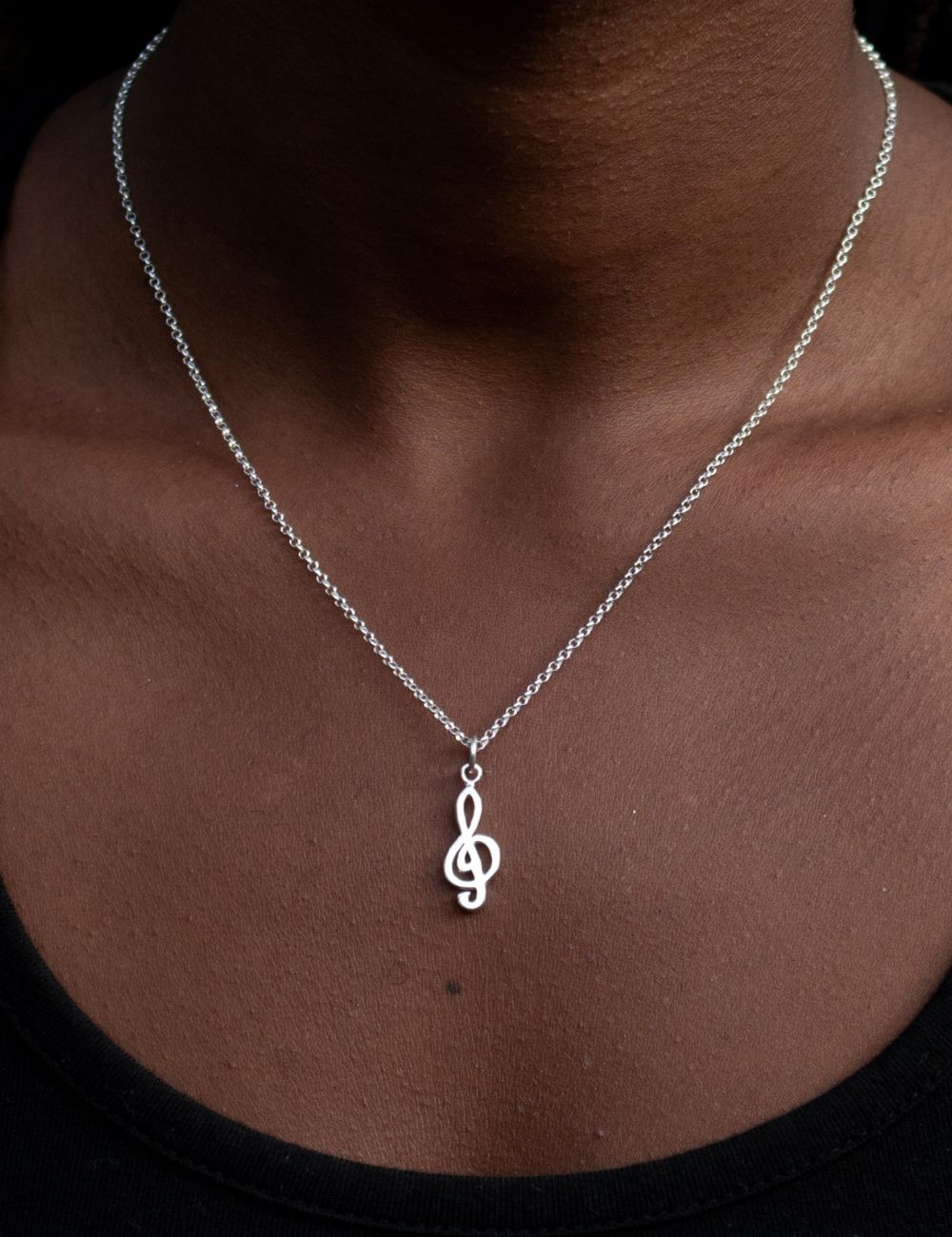 Treble Clef Music Themed Jewellery | Music Note Necklace Silver | Lily Charmed