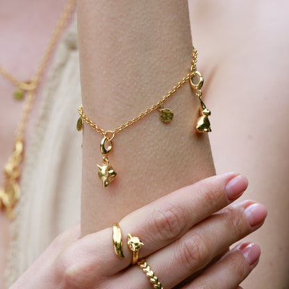 Gold Plated 3 Station Charm Bracelet