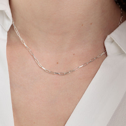 Silver Box Link Chain Necklace by Lily Charmed