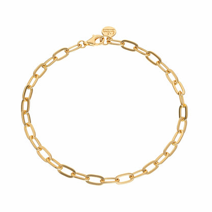 Gold Flat Oval Link Charm Bracelet | Bracelet for Charms | Lily Charmed