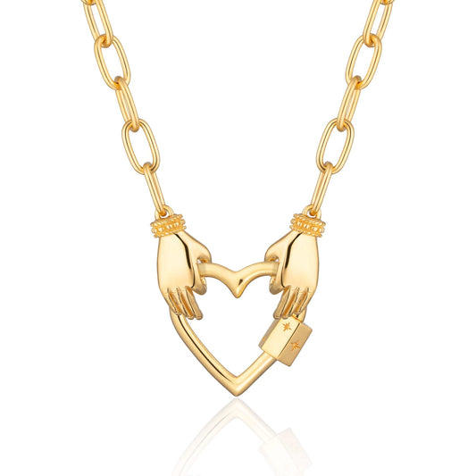 Gold Plated Heart in My Hands Necklace | Charm Collector Necklaces by Lily Charmed