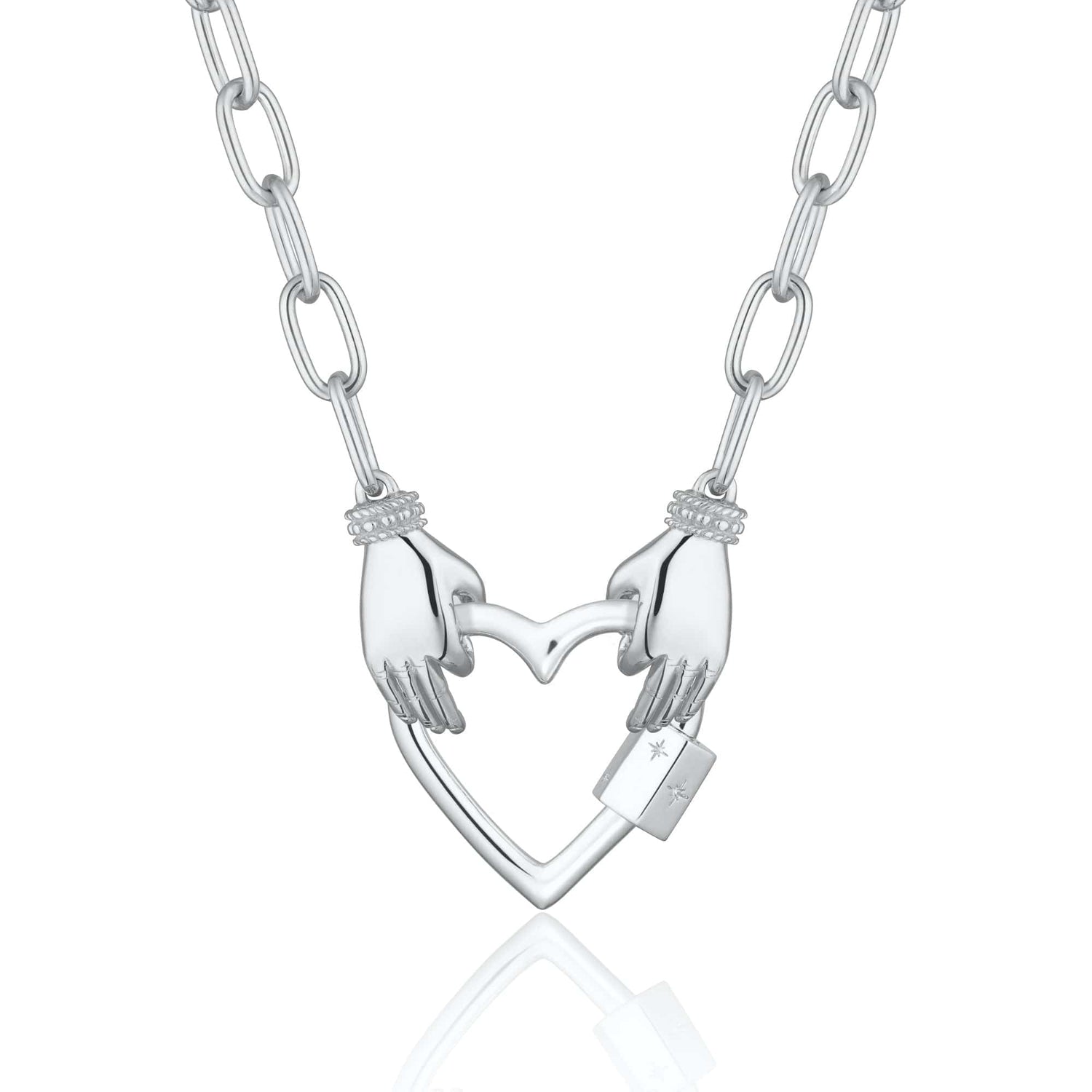 Silver Heart in My Hands Charm Collector Necklace by Lily Charmed