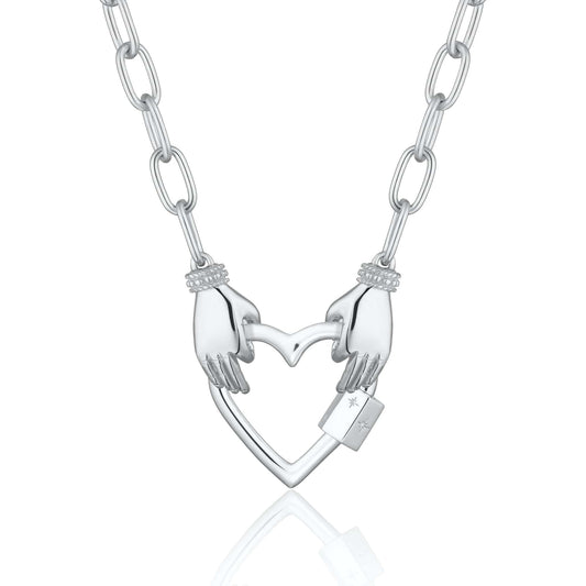 Silver Heart in My Hands Charm Collector Necklace by Lily Charmed