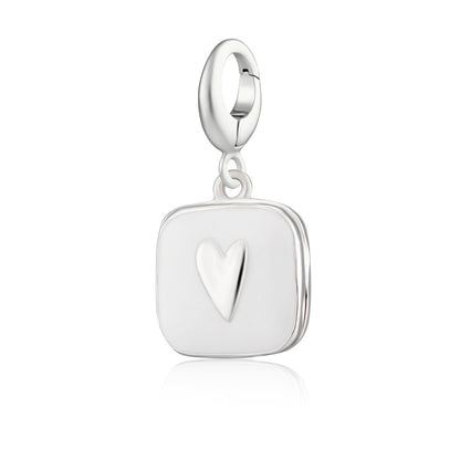 Silver White Heart Locket Charm