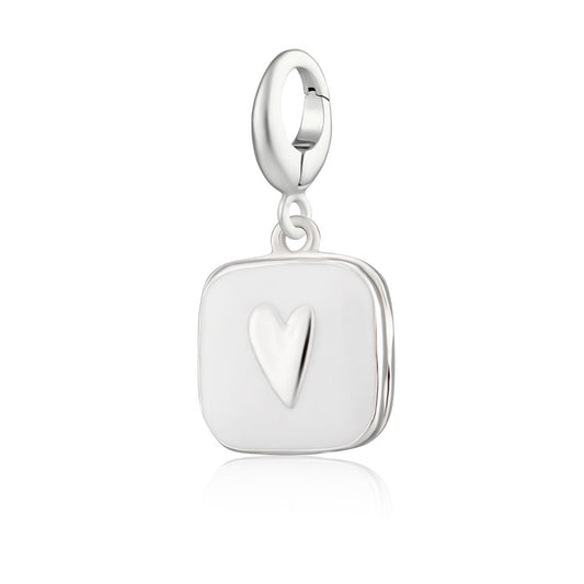Silver White Heart Locket Charm