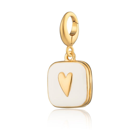 Gold White Heart Locket Charm