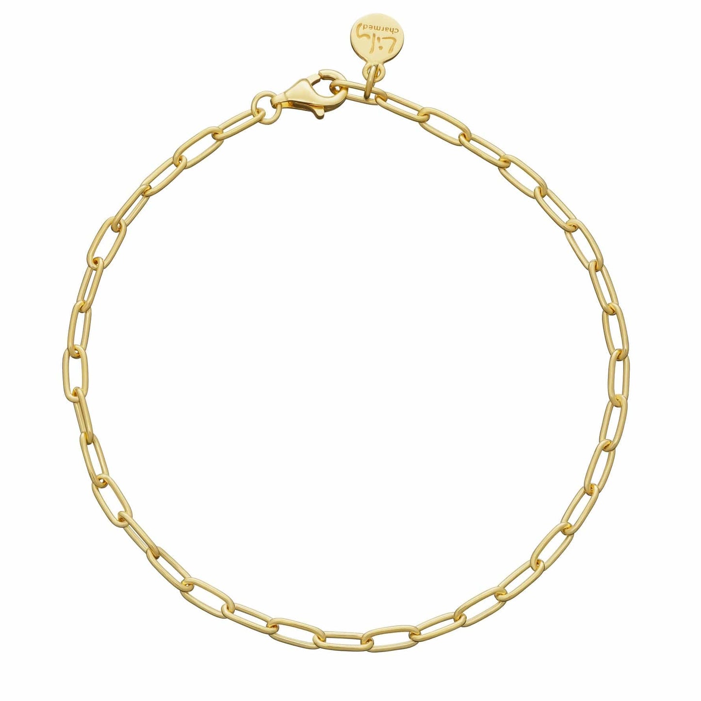 Gold Plated Oval Link Charm Bracelet