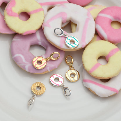 Silver Party Ring Charm with Pink Enamel