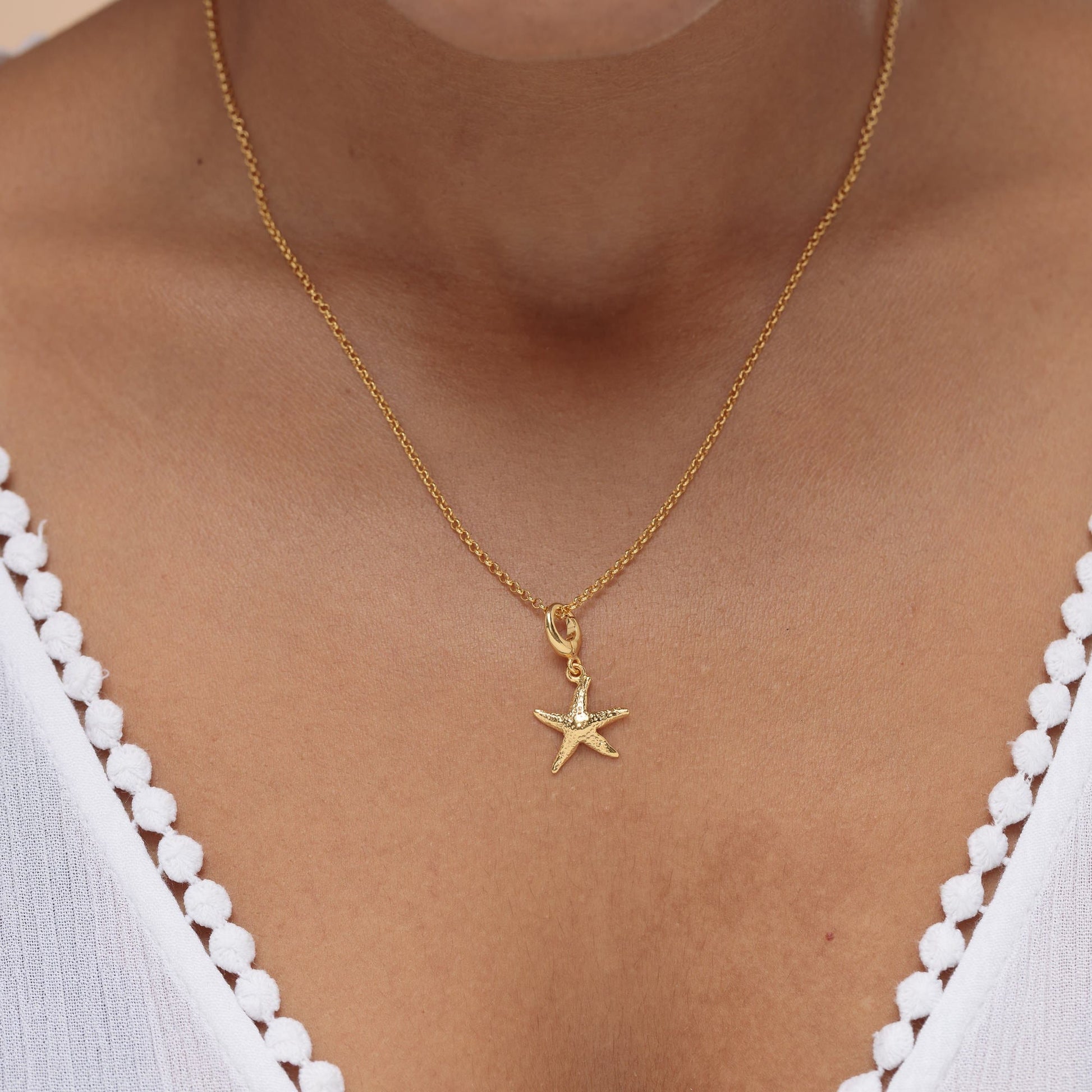 Gold Plated Starfish Charm on Necklace | Seaside Charms | Lily Charmed