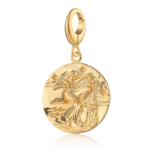 Gold Plated Aquarius Zodiac Charm