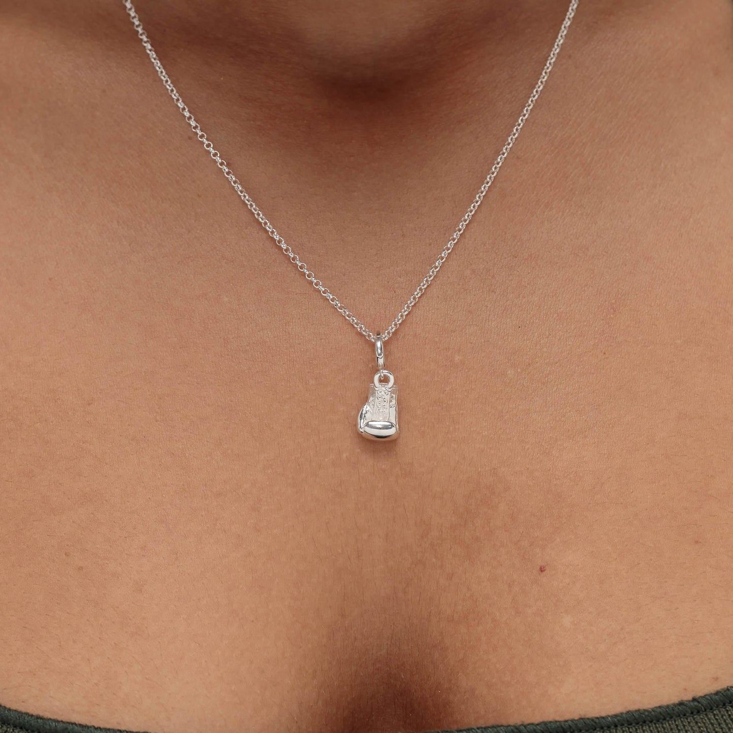 Silver Boxing Glove Charm Necklace by Lily Charmed