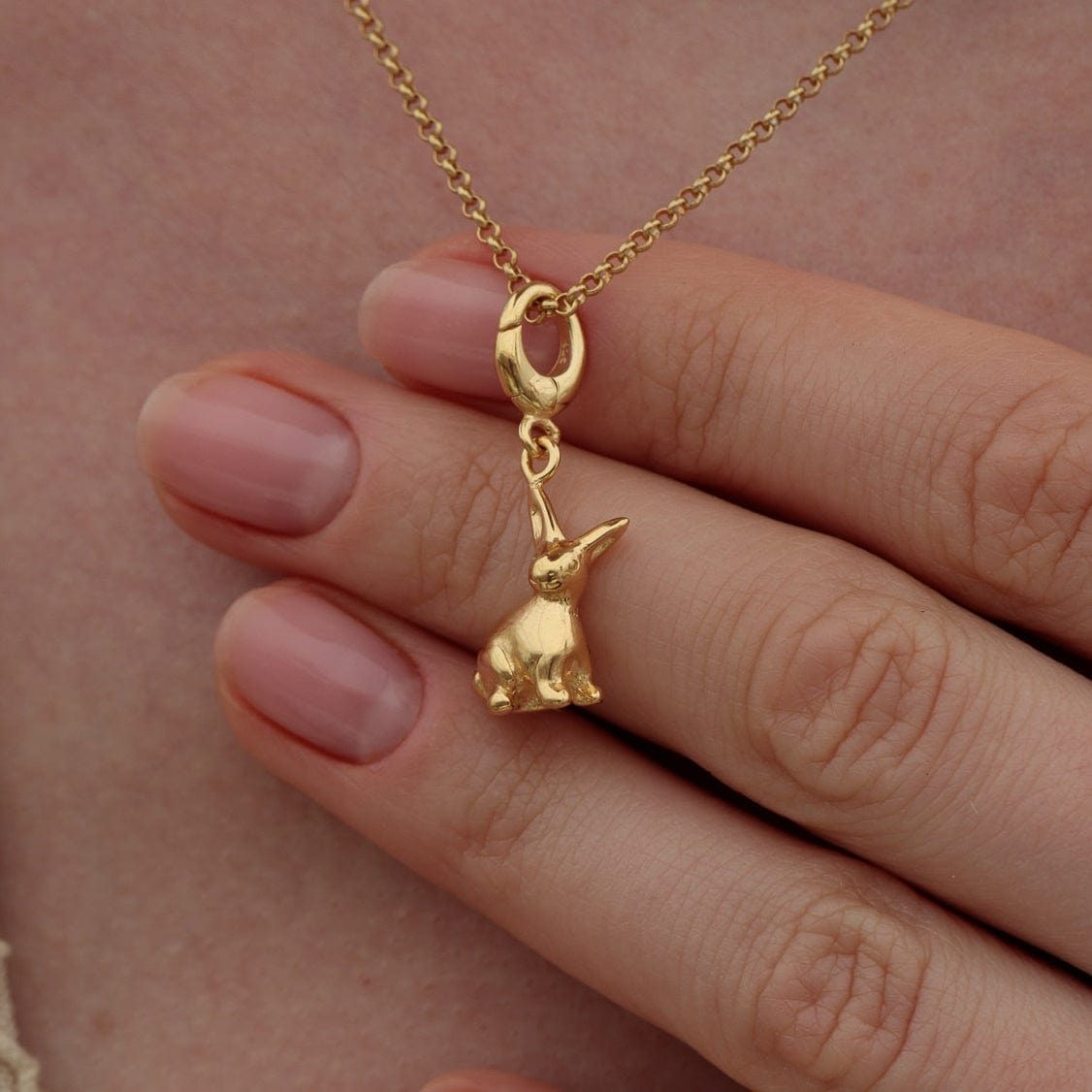 Gold Bunny Charm on Necklace |Animal Charms | Lily Charmed