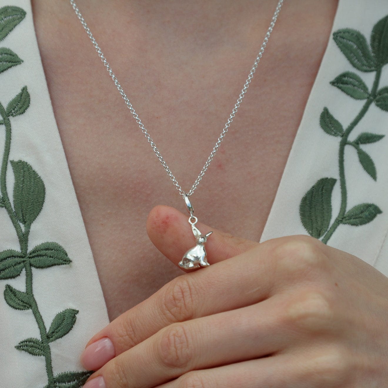 Silver Bunny Charm on Necklace| Easter Animal Charms | Lily Charmed