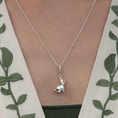 Silver Bunny Charm on Necklace| Easter Animal Charms | Lily Charmed