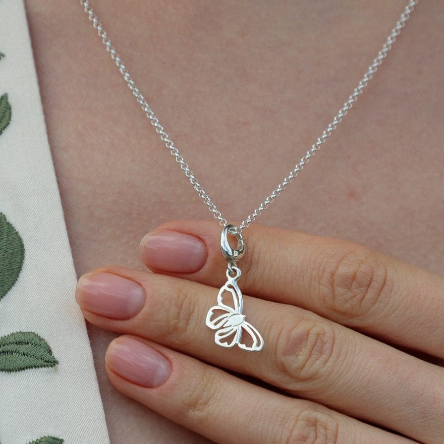 Silver Butterfly Charm on Necklace by Lily Charmed