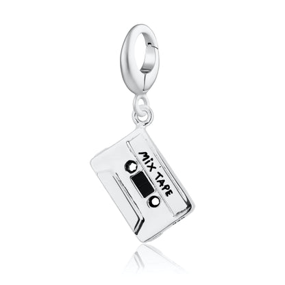 Silver Cassette Tape Music Charm - Lily Charmed