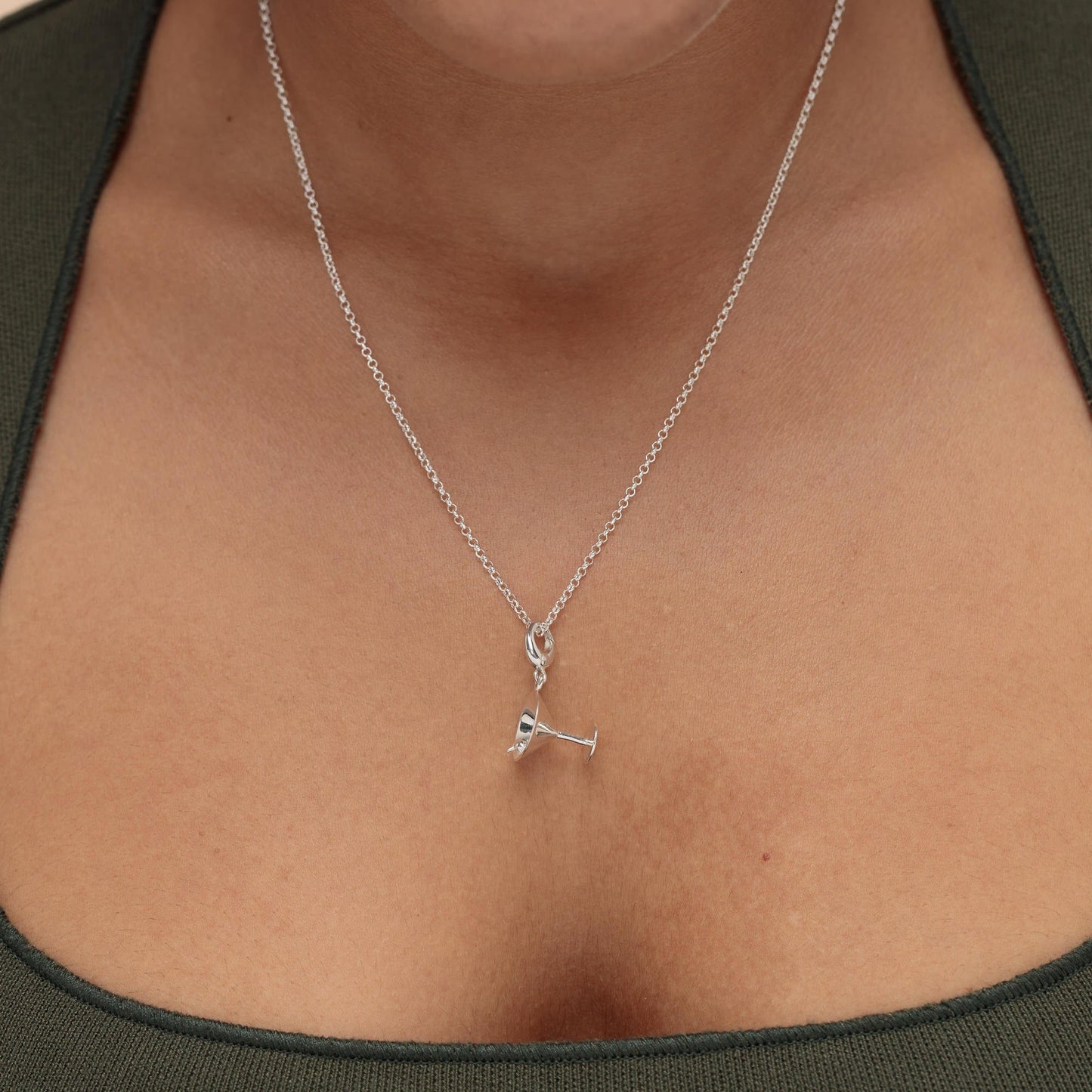 Silver Cocktail Glass Charm Necklace - Lily Charmed