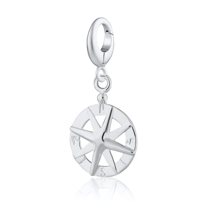 Silver Compass Charm | Silver Charms by Lily Charmed